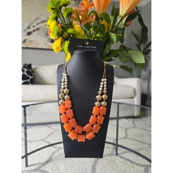 The Limited Orange Gold Beaded Necklace New - Picture 2 of 3